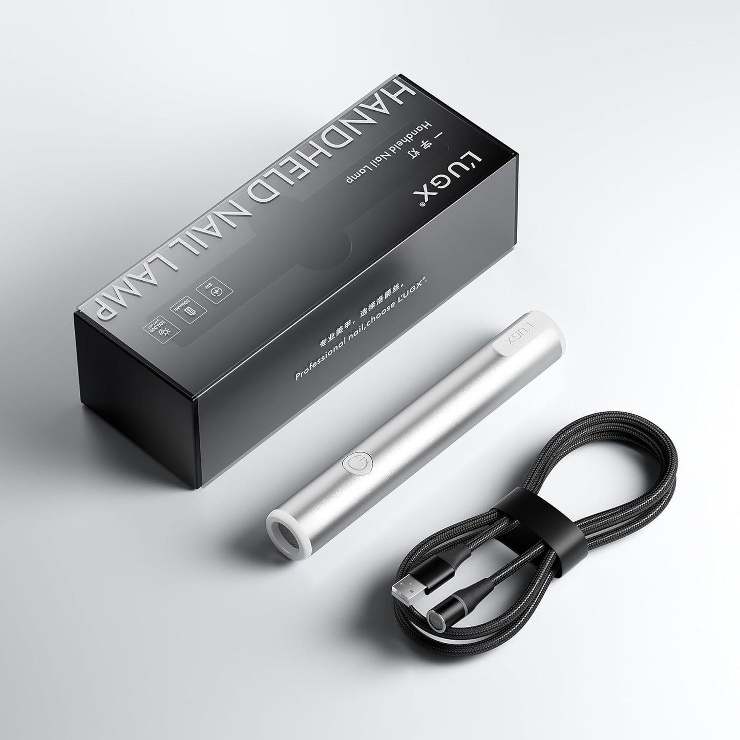Handheld UV Light for Gel Nails - High Power Portable LED Nail Lamp | Cordless Magnetic Fast Charging, Silver