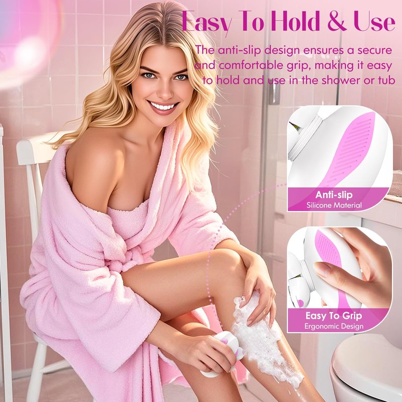 Electric Razors for Women, Anti-Slip Electric Rotary Shaver for Women Legs, Rechargeable Waterproof Body Shaver, Ideal Travel Lady Trimmer Hair Remover for Underarms Armpits &Bikini Area, Pink
