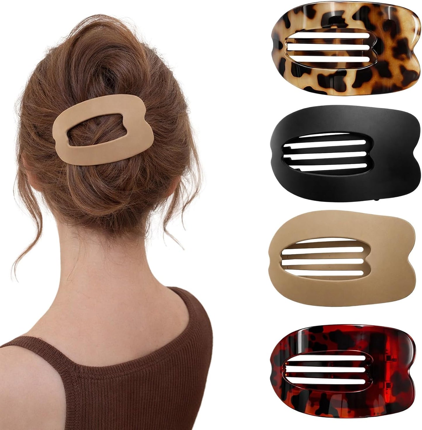 Duckbill Hair Clips - 4-Pack Flat Claw Design for Thick or Thin Hair | Casual Elegant Style