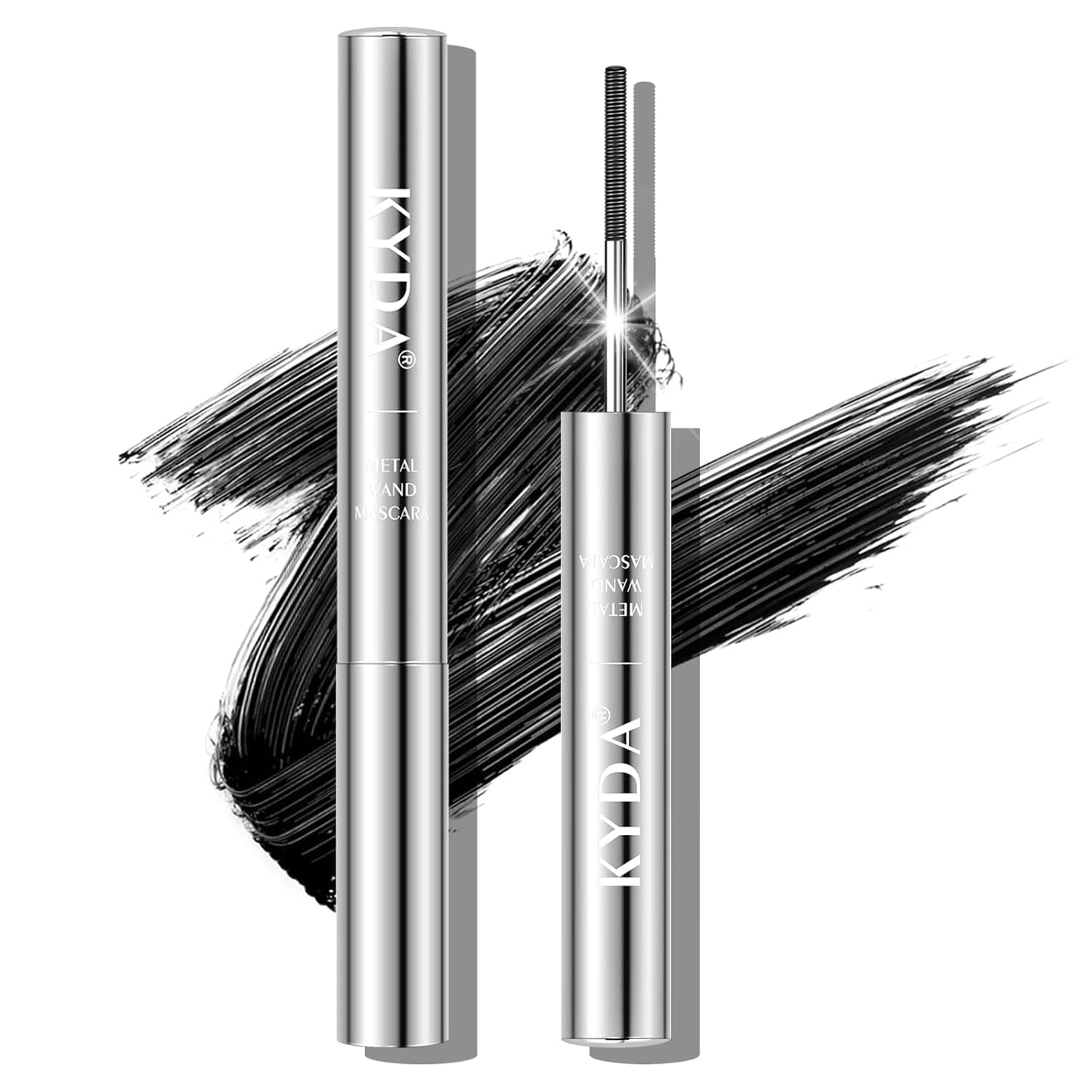 Black Washable Mascara Wand - 3D Curling Iron for Non-Clumping, Smudge-Proof, Extra Slim Length