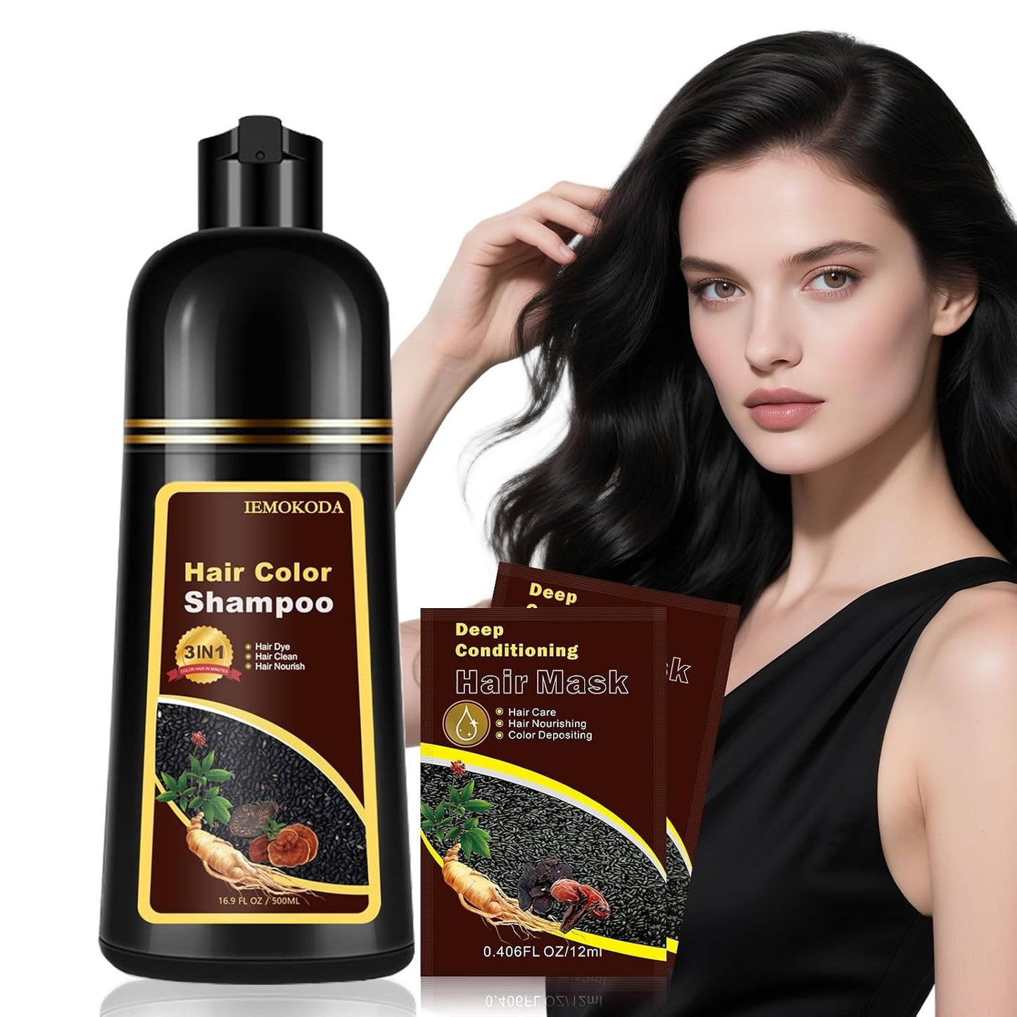 Cherry Brown Hair Dye Shampoo - 3 in 1 Color Treatment for Quick Results | Nourishing Formula