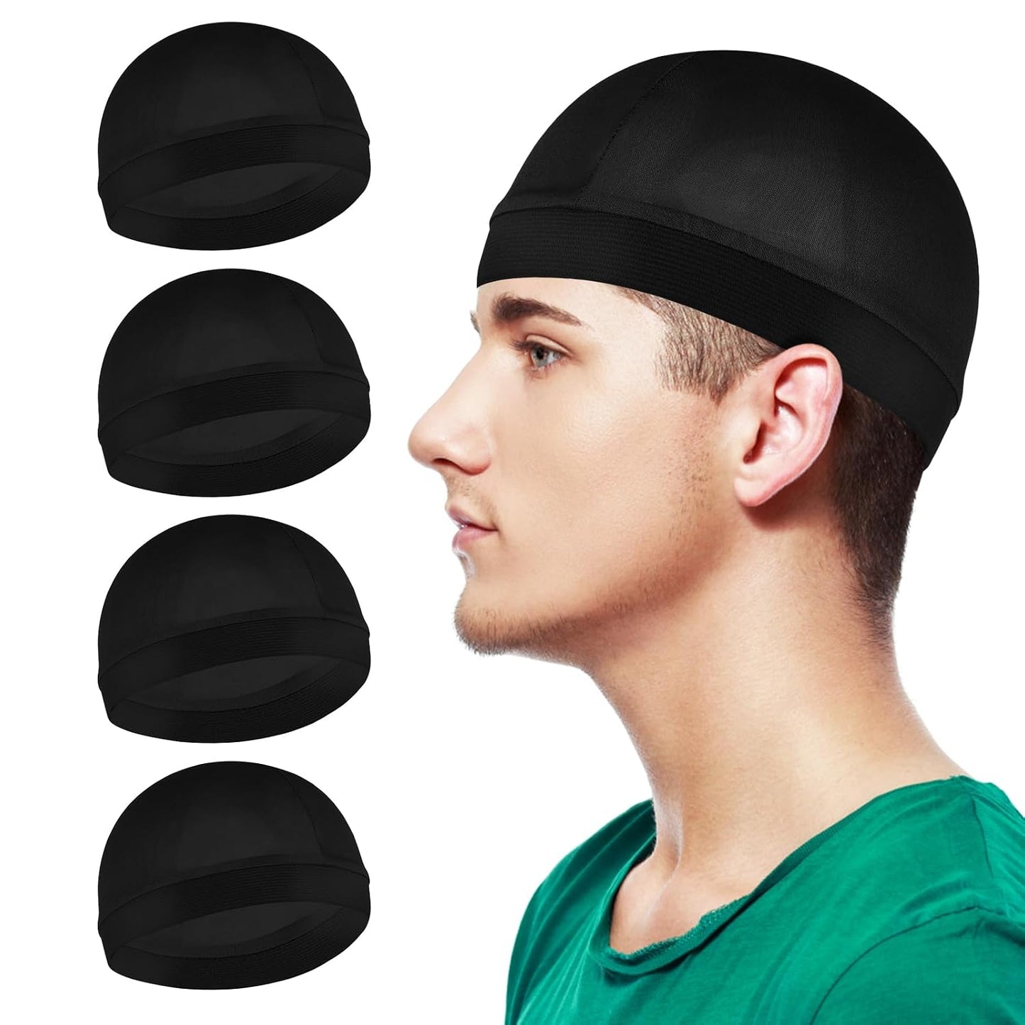 Silky Hair Bonnet for Men - Satin Wave Cap with Elastic Band | Black 360 540 720 Waves