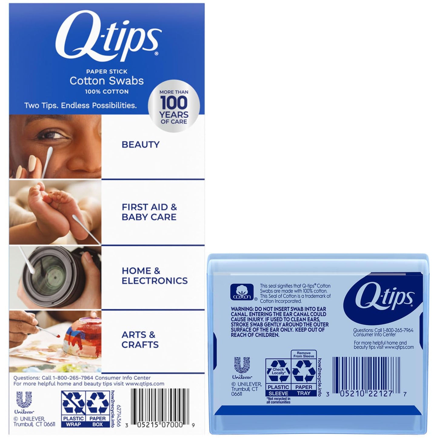 Q-tips Cotton Swabs - 170 Count + Travel-Size 30 Count | Ideal for Home, First Aid & Beauty