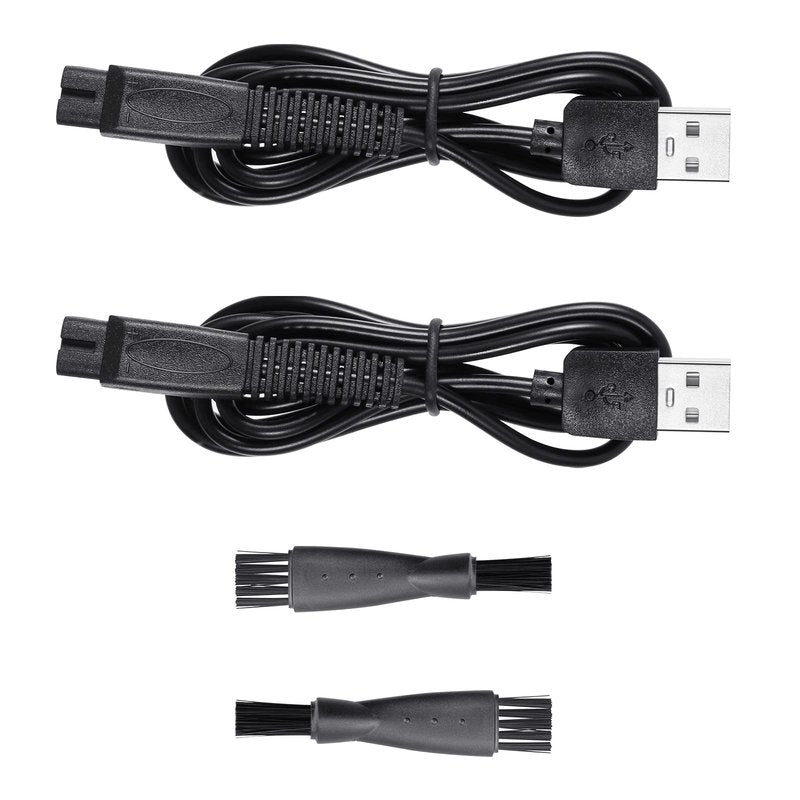 Charging Cable Replacement for Hatteker Shaver Electric, Micro Touch Solo Trimmer Razor, Pitbull Skull Shaver, USB Charger Cord with Brush (2-Pack)