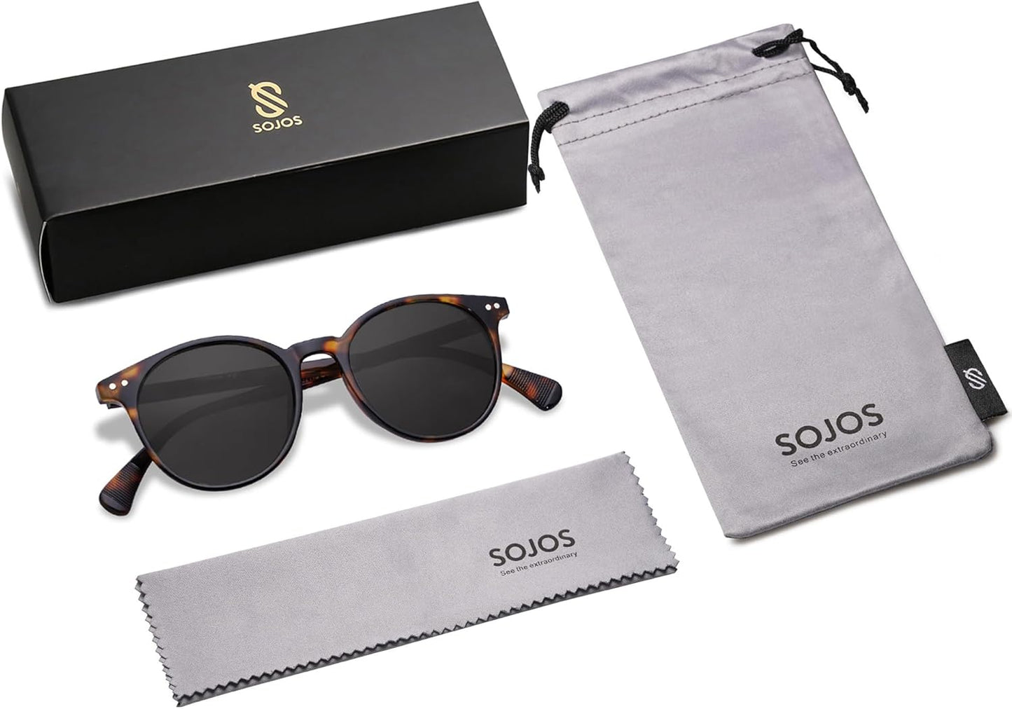SOJOS Small Round Polarized Sunglasses for Women & Men - Vintage UV400 Protection