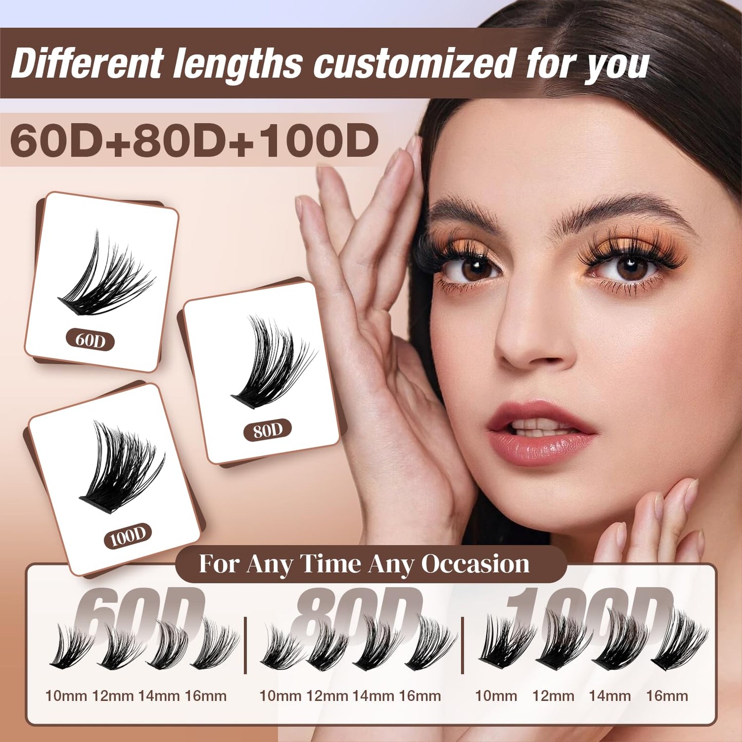 DIY Cluster Eyelash Extensions Kit - 224pcs Fluffy D Curl Lashes | 9-16mm, Bond & Seal, Tweezers Included