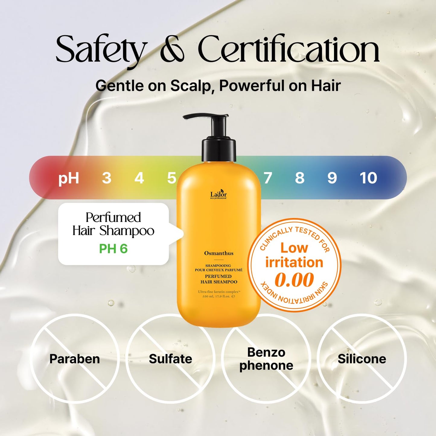 LA’DOR Perfumed Hair Shampoo - Nourishing Hydrolyzed Keratin & Proteins for Damaged Hair | Sulfate-Free, 17.92 Fl Oz (530ml)