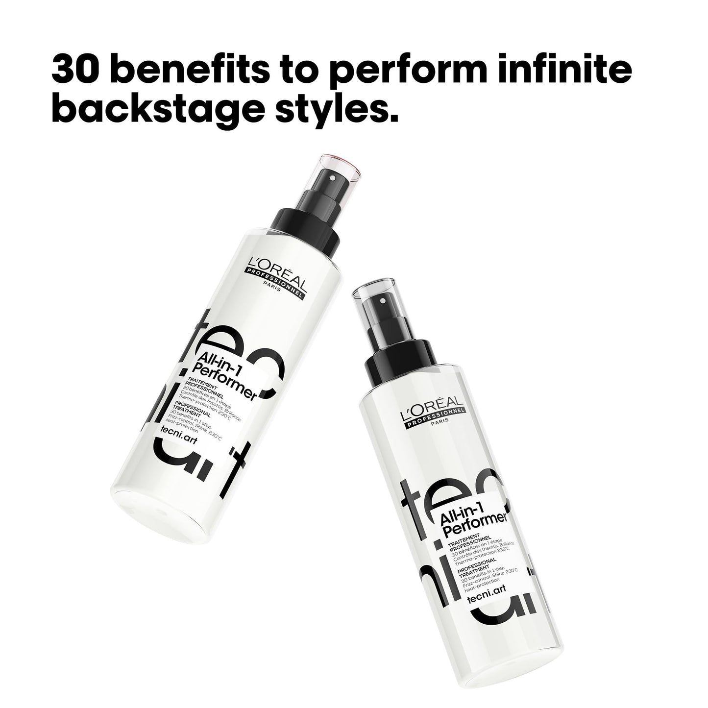 L'Oréal Professionnel Tecni.art All-in-1 Performer Styling Treatment Spray – 30 Benefits in 1, Leave-In, Heat Protection up to 450°F, Anti-Frizz, Shine, Conditioning & Detangling
