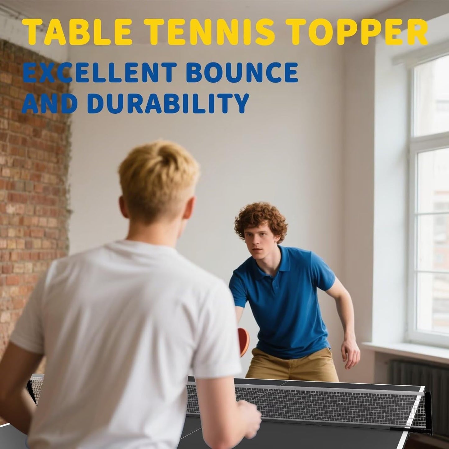 Ping Pong Table Topper - 8x4 FT Foldable Table Tennis Conversion Top with Net & Foam Padding | Ideal for Family Game Rooms