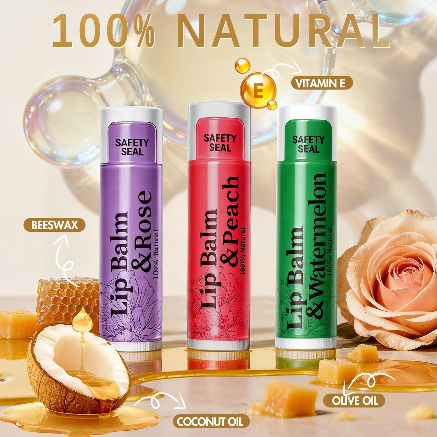 RBUGR Lip Balm Bulk 20 Pack- 12 Flavored Lip Balm Set Natural Moisturizing Hydrating for Dry Cracked Lips, Gifts for Women & Party Favors Mini Balm Pack (4.2g/0.15oz)