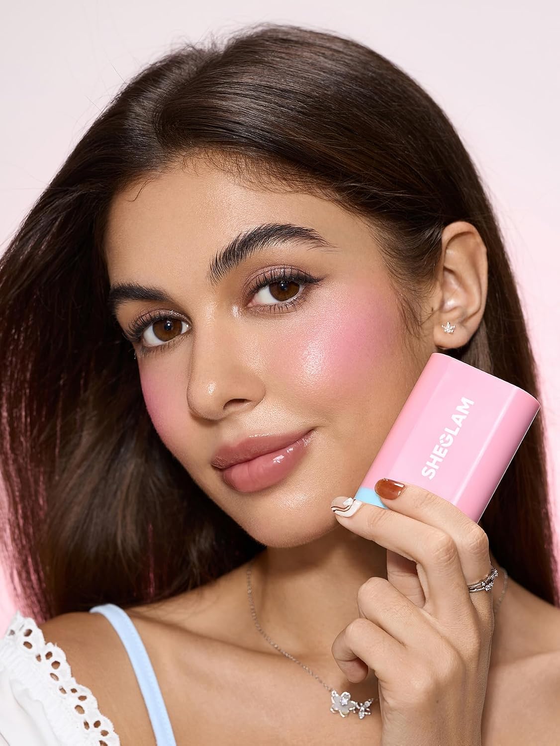 Glass Glow Blush Stick - Waterproof Cream Blush for Cheeks & Lips | Hydrating Tinted Moisturizer - Pink Lemonade
