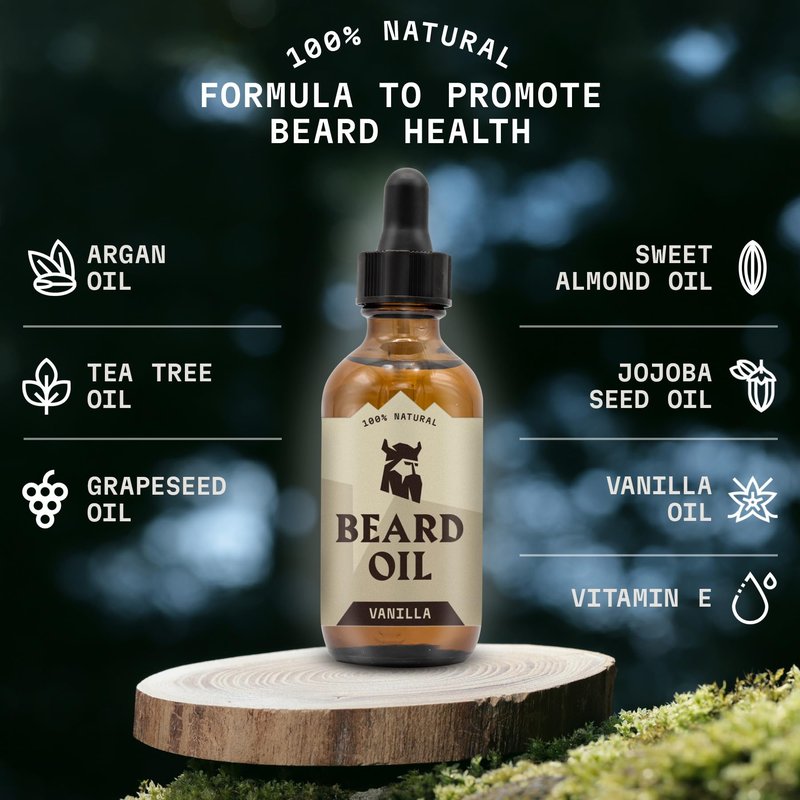 Striking Viking Beard Oil for Men - Naturally Derived Conditioner with Almond, Tea Tree, Argan & Jojoba Oil for Beard Growth, Softening & Moisturizing