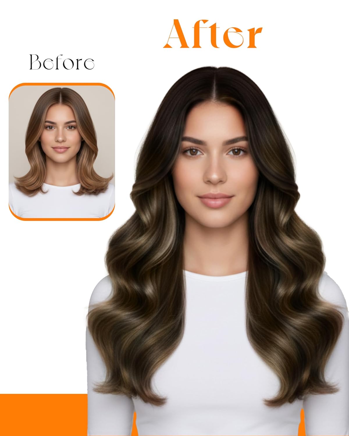 Butterfly Genius Weft Hair Extensions - 18 Inch, 100G, Micro Hand-Tied PU, Darkest Brown Balayage & Light Brown