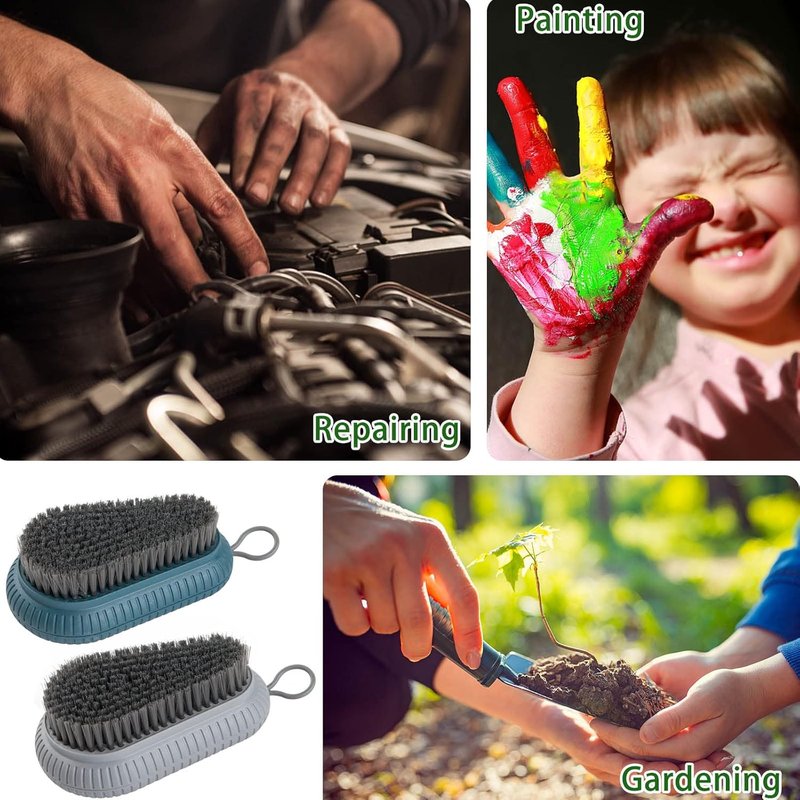 Nail Brush Set - Heavy Duty Fingernail Cleaning Brushes with Narrow Bristles & Hanging Rope | 2 Pcs