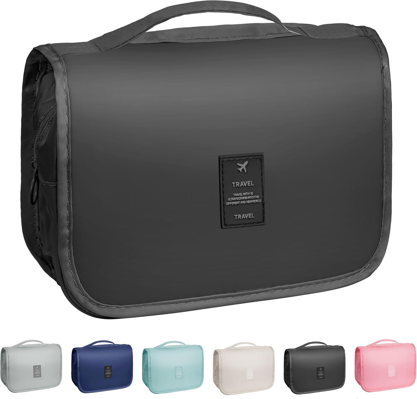 Toiletry Bag - Waterproof Hanging Travel Organizer for Men & Women | Small Cosmetic Makeup Bag (Grey)