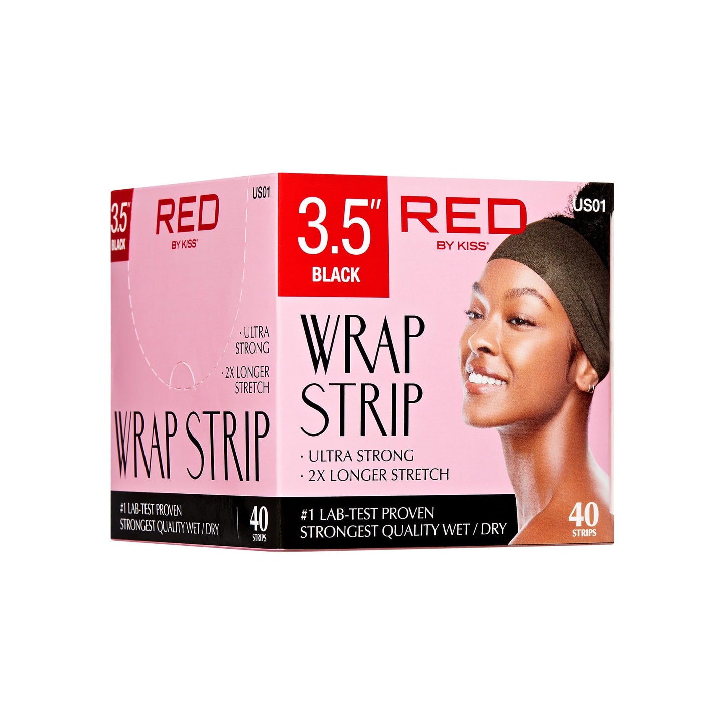 Red by Kiss Wrap Strip, Ultra Strong 2X Longer Stretch, 44 Strips Lab-Test Proven Strongest Quality for Wet/Dry Hair
