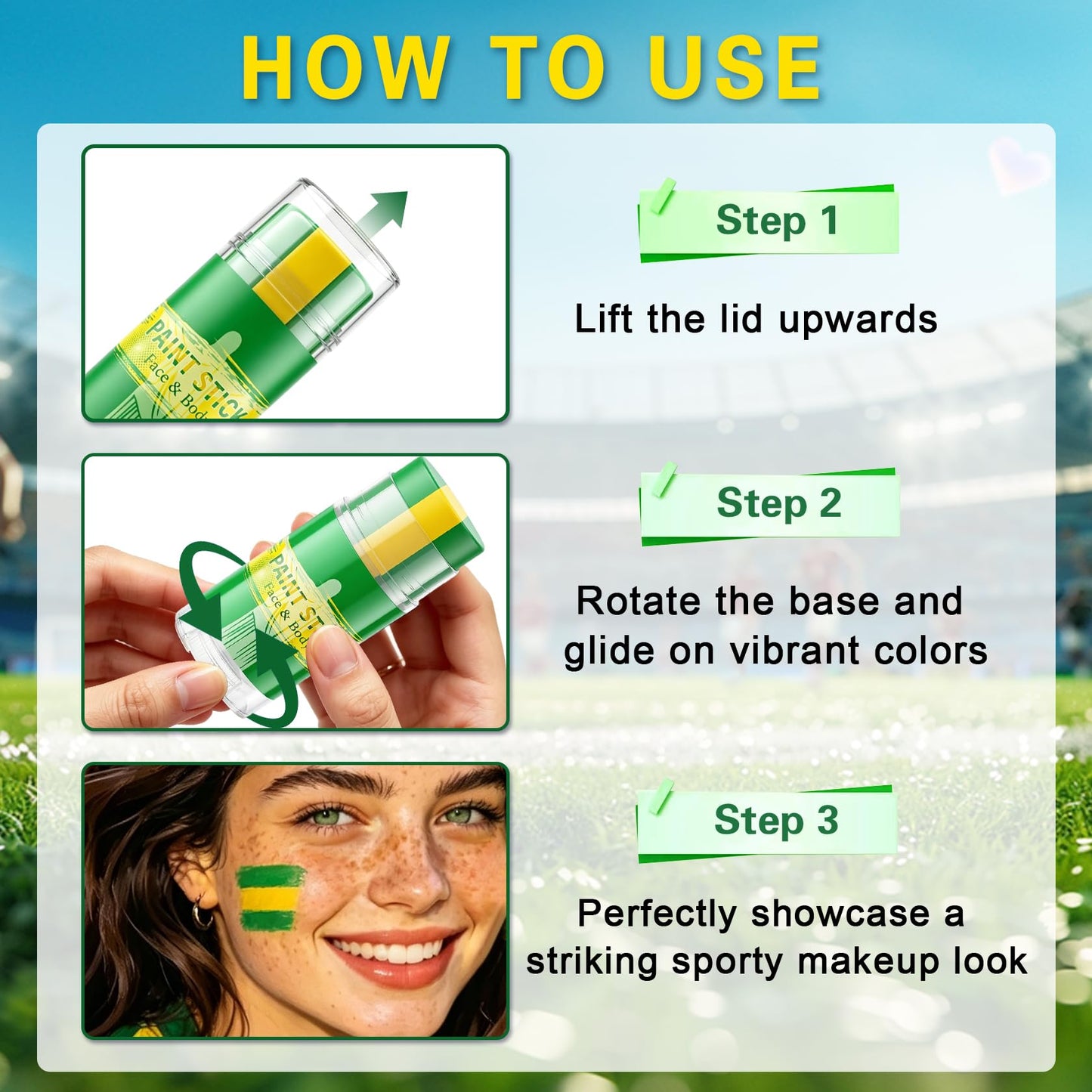 LZXLUKGIR Green Yellow and Green Face Body Paint Eye Black Stick,02 Brazil