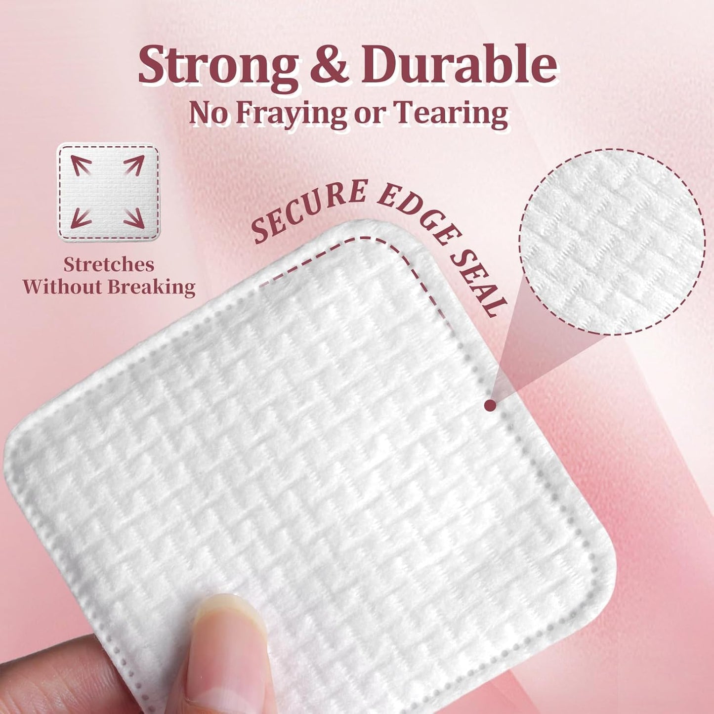 Large Cotton Pads for Face - Lint-Free, Triple-Layer Makeup Remover | 150 Count, No Tear, Upgraded Edges