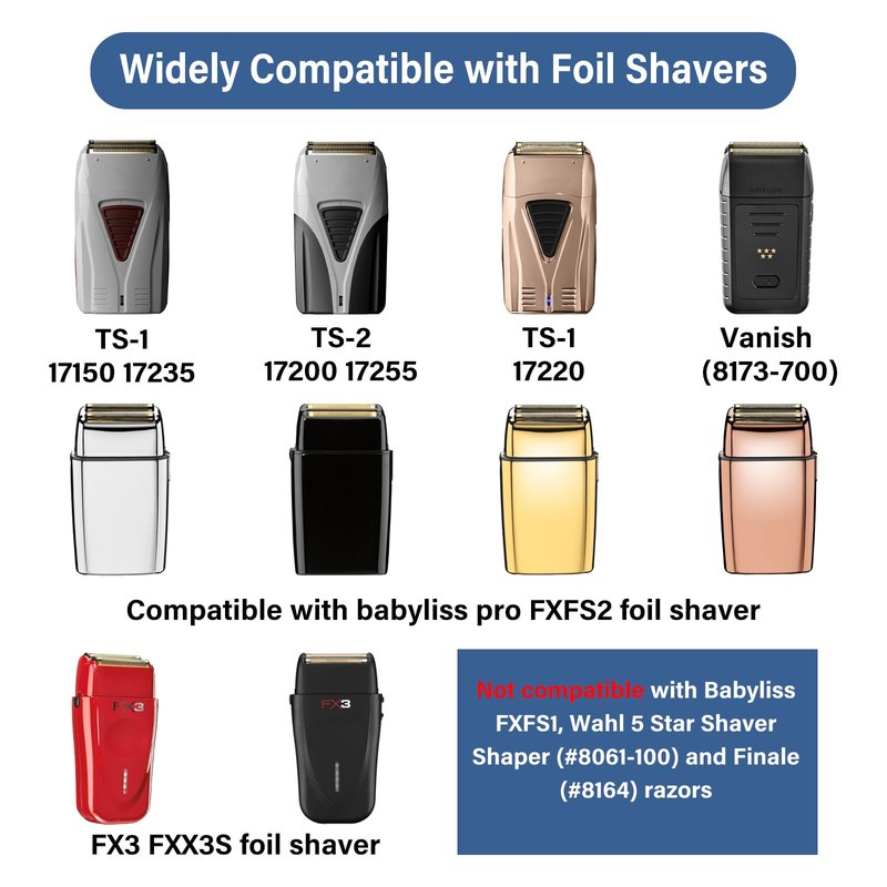 Foil Shaver Replacement Blades Compatible with Andis TS-1 TS-2 Foil Shaver, For Babyliss FXFS2 FX3, For Wahl 5 Star Vanish(8173-700) Shaver, Fit for 17150 17200 17235 17220 Foil Shaver Blade - 4Pcs