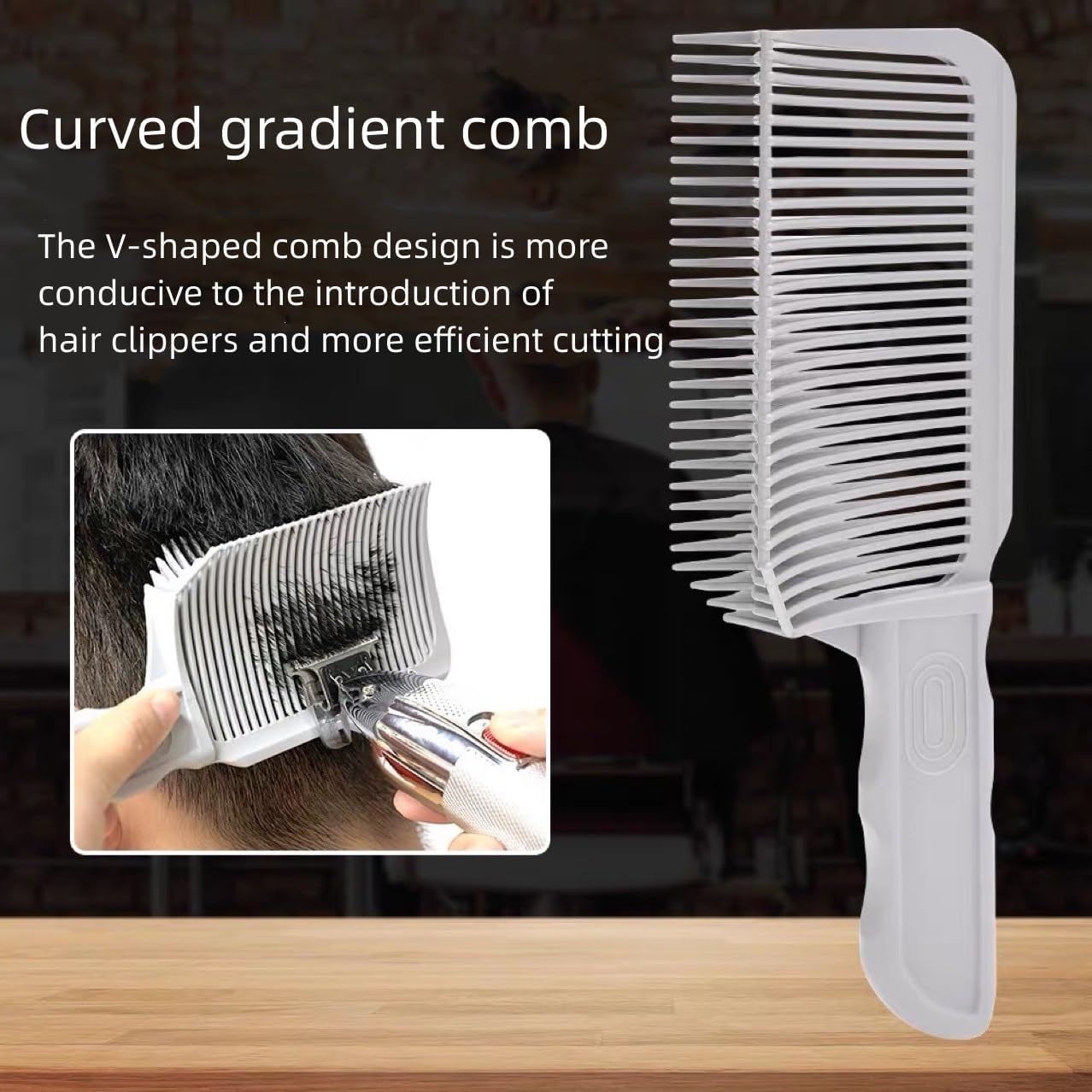 V-Shaped Comb Hair Blending Tool - Professional Fade Comb for Men | Heat Resistant, Grey 1pc