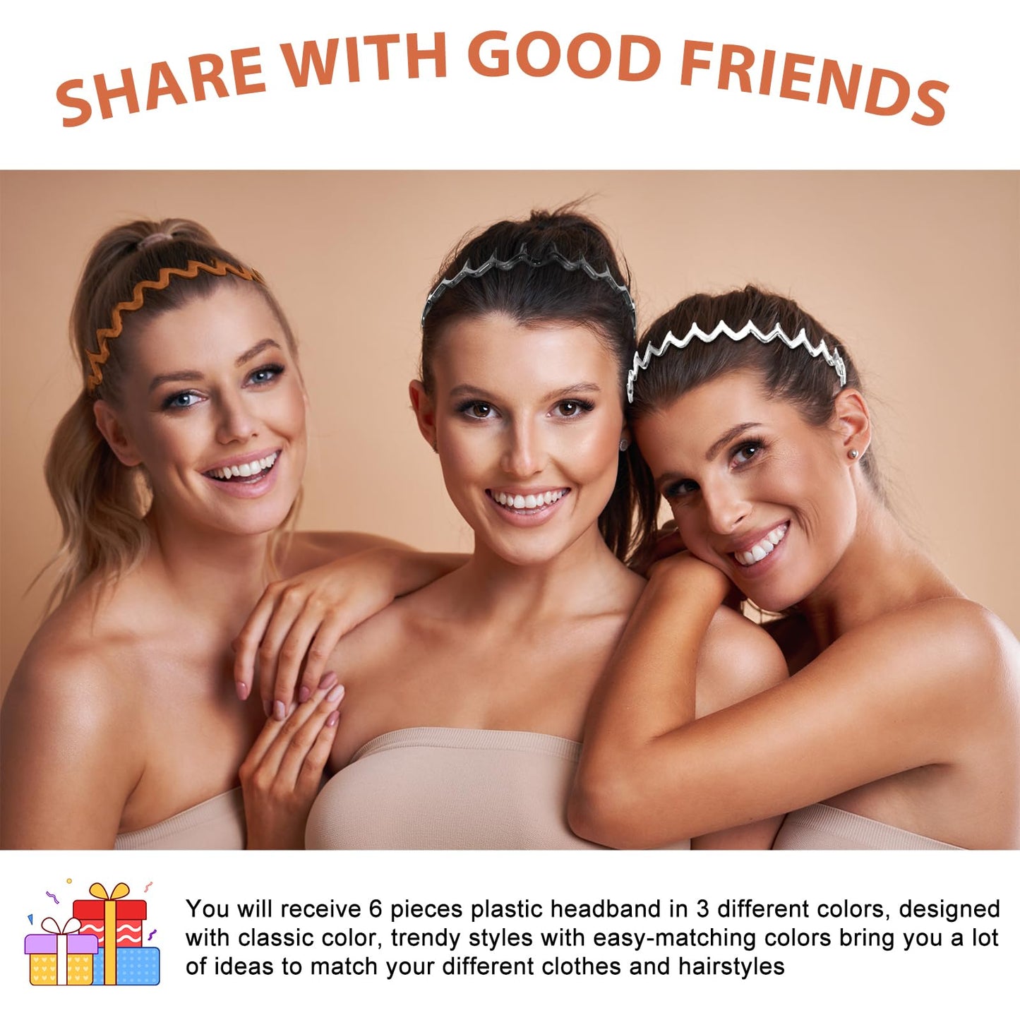 Elevate Your Style with 6Pcs Zig Zag Shark Tooth Headbands – Fun Comb Plastic Hoop U Shaped Hair Bands with Wavy Teeth, Perfect Hair Accessory for Women & Girls (6 Color)