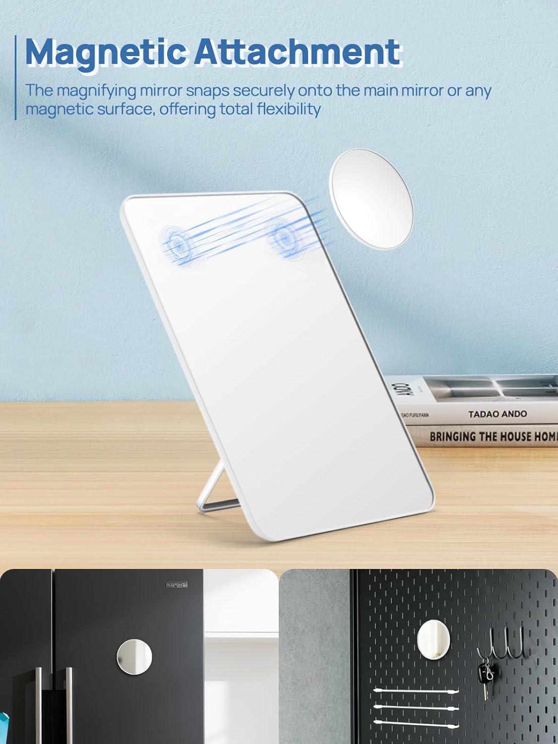 Omiro Makeup Mirror - 10X Magnifying Travel Mirror with Foldable Stand | 8 x 5 Inches, White