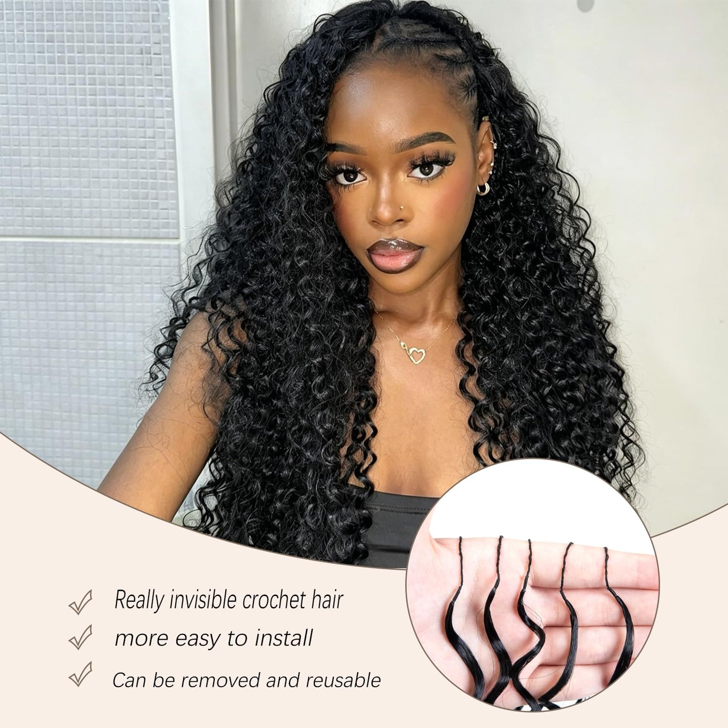 Miracle Knots Crochet Hair for Black Women - 100 Strands Curly Synthetic Hair, 18 Inch, Knotless Natural Black