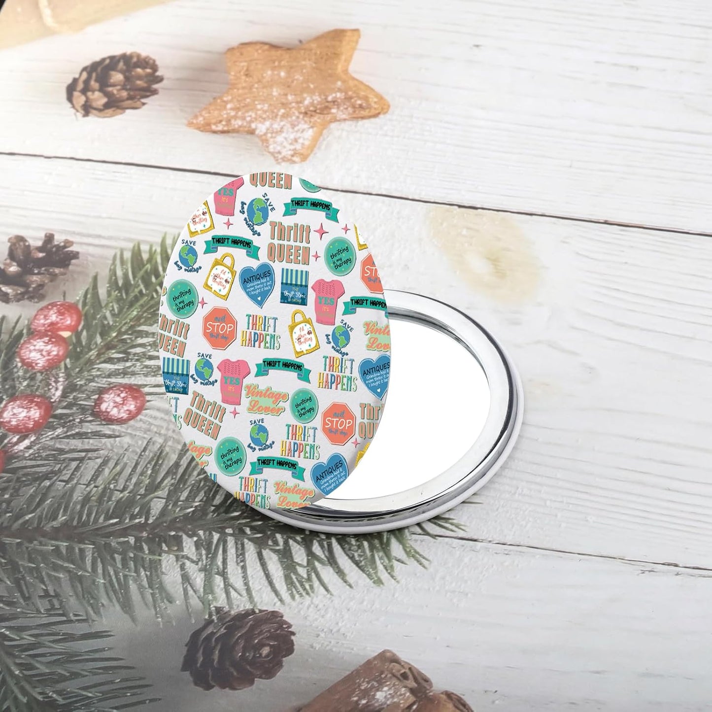 Thrifting Makeup Mirror - Stylish Queen Mirror for Thrift Lovers | Perfect for Estate & Garage Sales