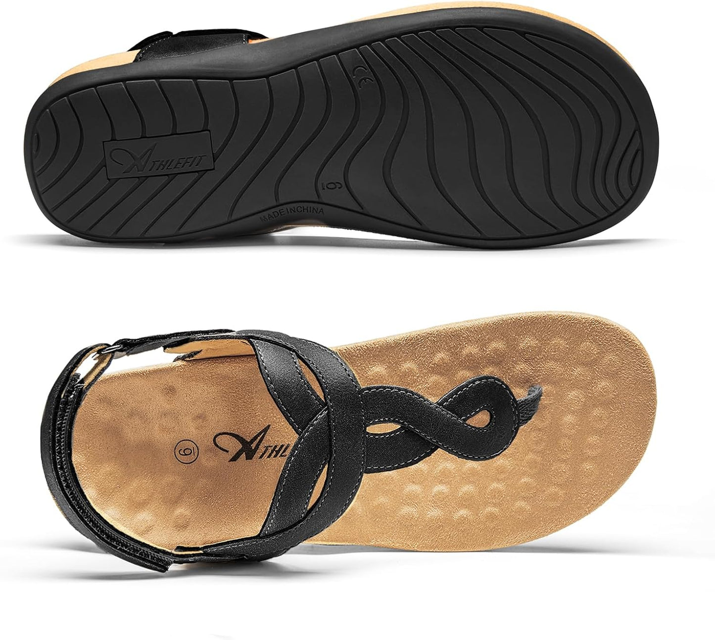 Orthopedic Arch Support Sandals for Women - Comfortable Thong T-Strap Casual Flats