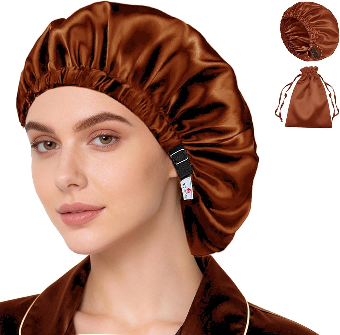 Silk Satin Bonnet Set - Soft Sleep Caps for Curly Hair | 2-Pack, Women's Night Bonnets