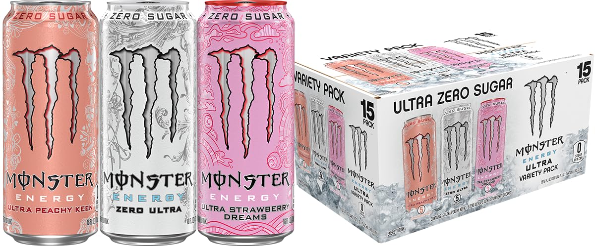 Monster Energy Zero Ultra Sugar Free Energy Drink - 16 Oz | Pack of 15 Cans