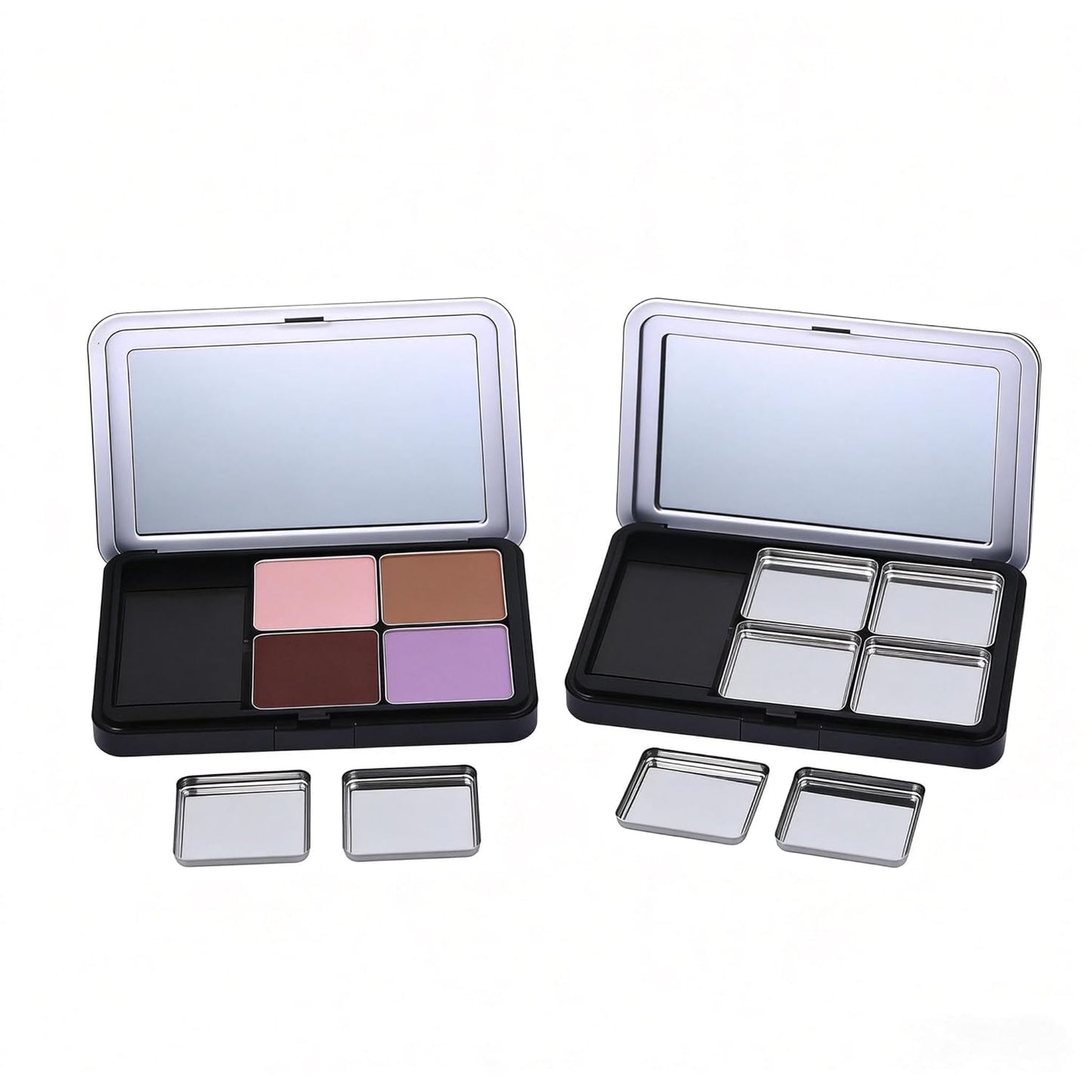 Empty Magnetic Makeup Palette - 2pc Refillable Eyeshadow & Lipstick Organizer with Mirror | Portable Design