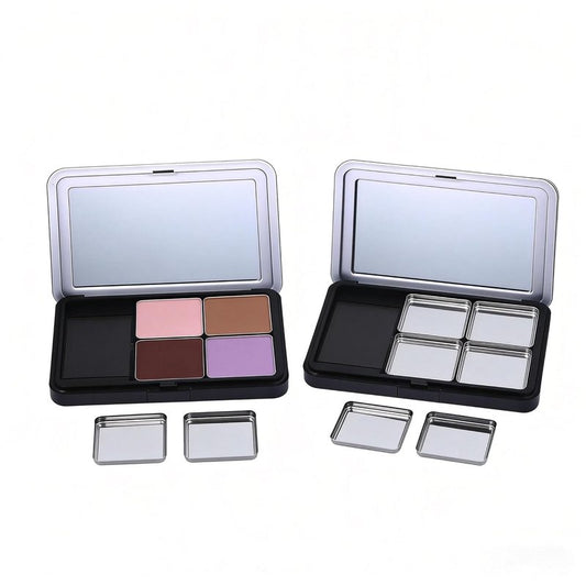 Empty Magnetic Makeup Palette - 2pc Refillable Eyeshadow & Lipstick Organizer with Mirror | Portable Design