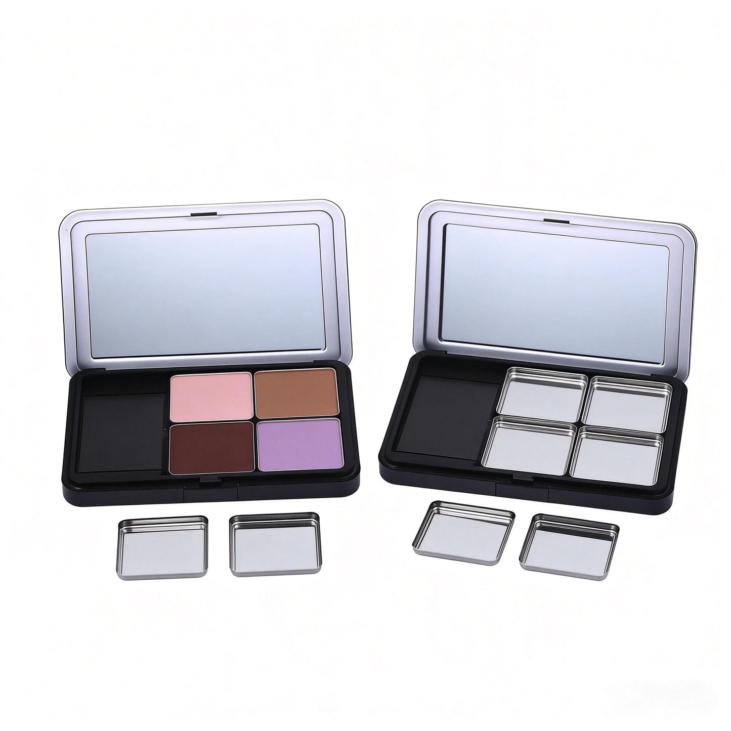 Empty Magnetic Makeup Palette, 2pc Portable Makeup Palette with Mirror Refillable Eyeshadow Palette Empty Lipstick Pallet for Eyeshadow Lipstick Blush Powder
