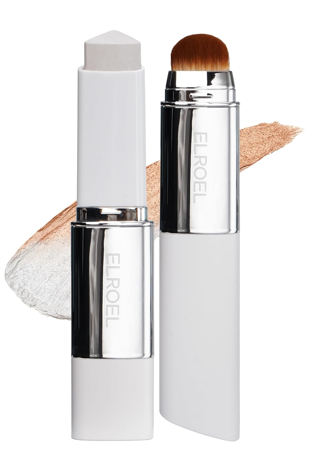 ELROEL Blanc Cover Cream Stick - Korean Color-Changing Foundation with Volufiline | Medium to Full Coverage, Dewy Finish (203 Medium)