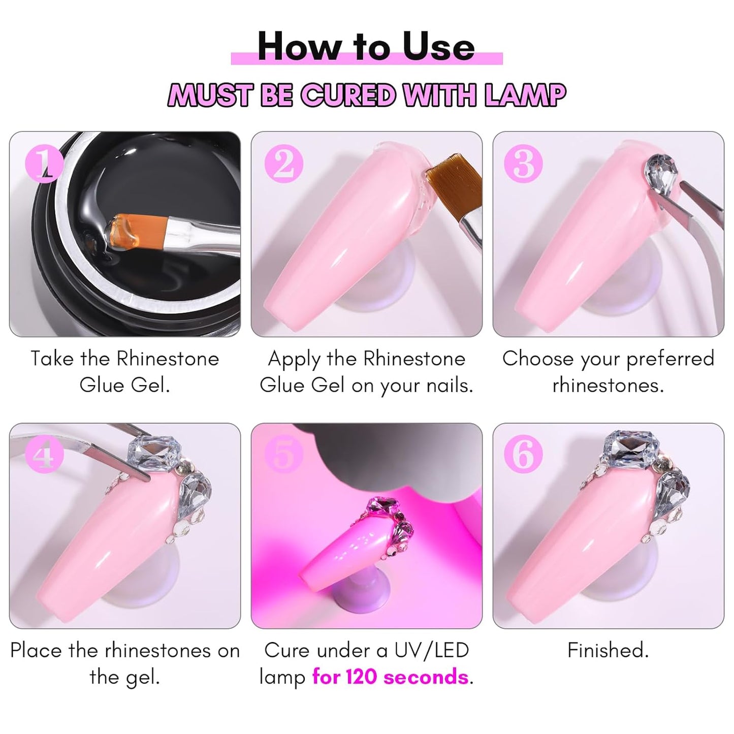 Nail Rhinestone Glue Gel - Super Strong Adhesive for Nail Art | 15ml Clear Gel with Brush Pen