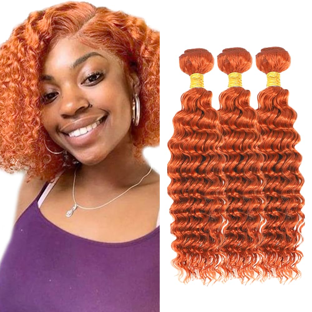 Ginger Bundles Human Hair #350 Bundles Orange Body Wave Bundle 12 14 16 inch #350 Body Wave Human Hair Bundle