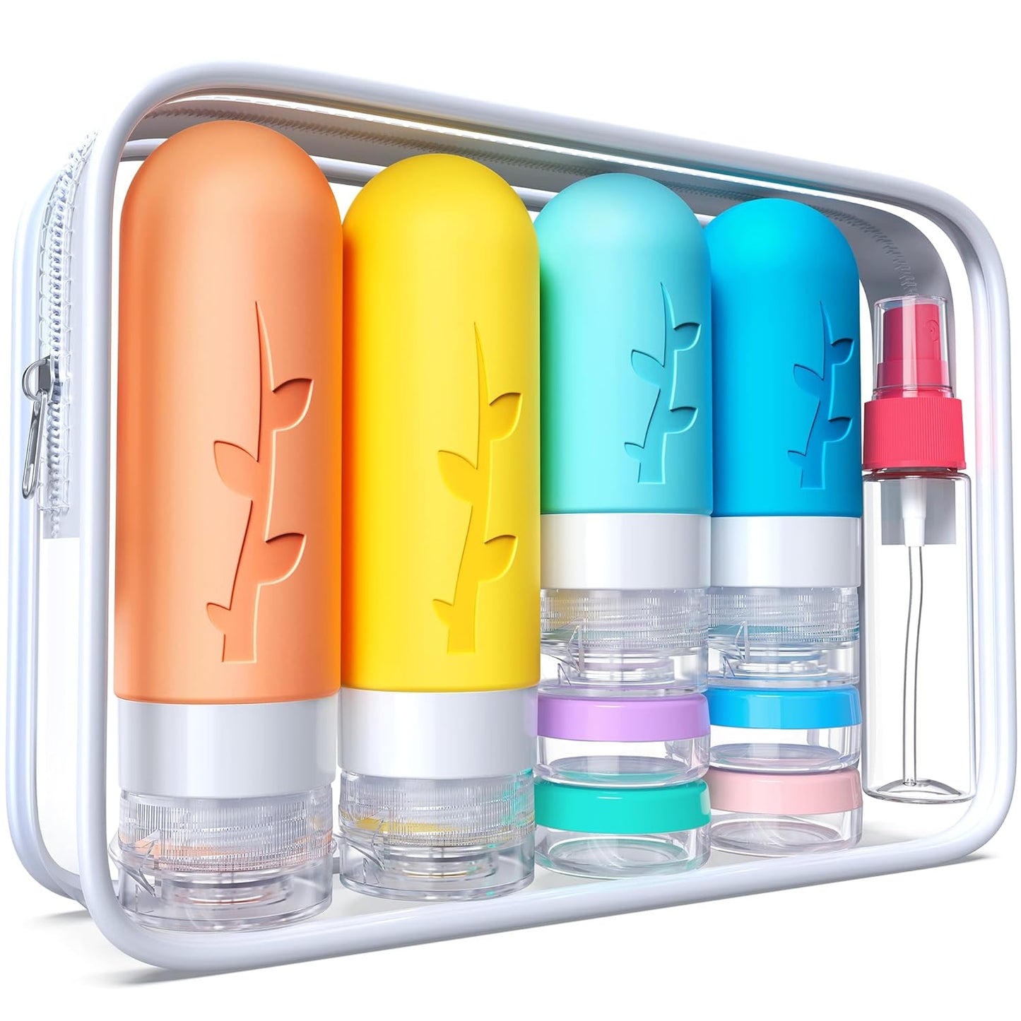Travel Containers for Toiletries - 18-Pack TSA Approved Travel Bottles & Jars | Portable Essentials