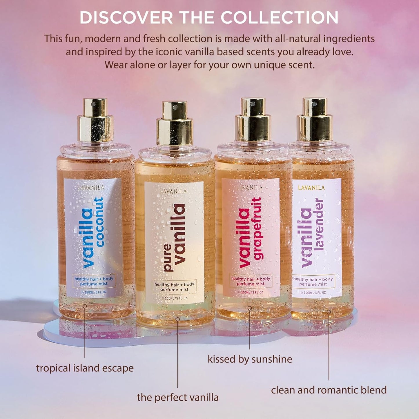 Lavanila Pure Vanilla Perfume Mist - Healthy Hair & Body Spray with Jojoba Oil | 5 Fl Oz, Sweet Warm Fragrance