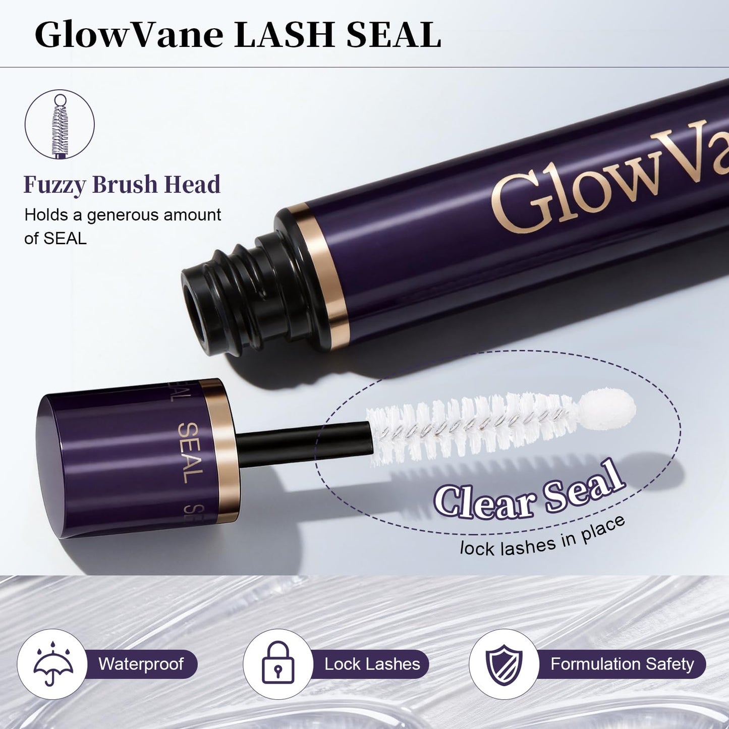 GlowVane White Lash Bond and Seal Waterproof Lash Glue for Eyelash Clusters 2-in-1 Lash Cluster Glue Strong Hold Eyelash Cluster Glue Latex-Free Eyelash Glue Long Lasting Beginner Friendly (5ml+5ml)