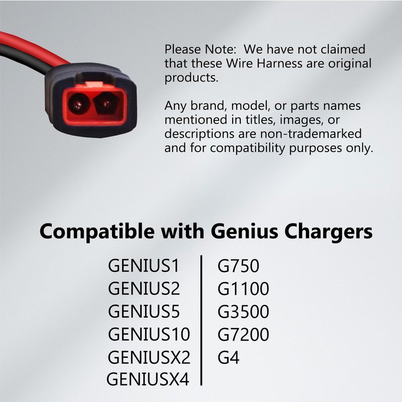 BXIZXD 16AWG 3FT Charger Cable, Wire Harness Compatible with NOCO GC002 X-Connect M6 (1/4in) Eyelet Terminal Connector Accessory Genius Smart Battery Chargers