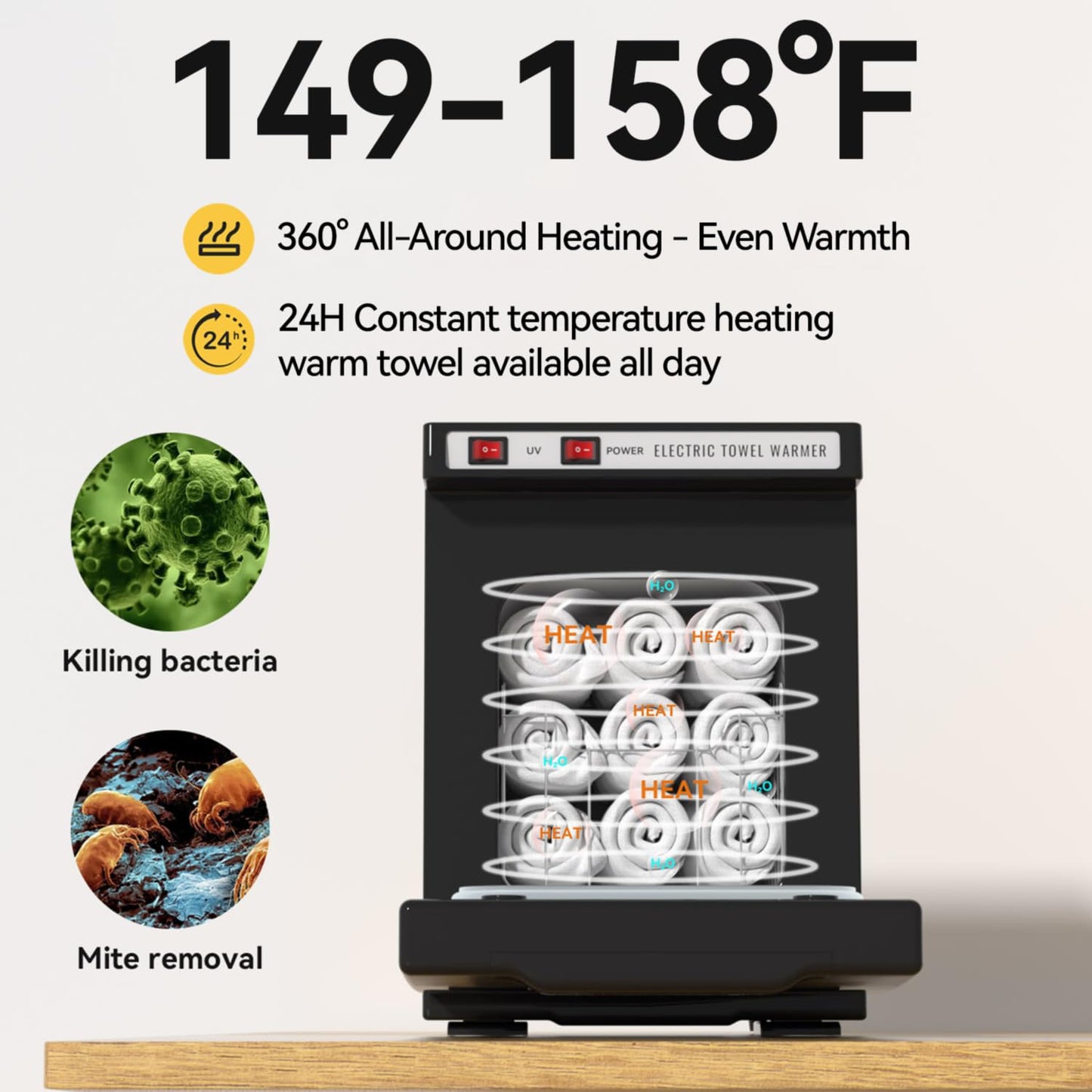 Towel Warmer 5L - 2-in-1 Mini Hot Towel Warmer for Spa & Home | Fits 10-15 Towels, Black