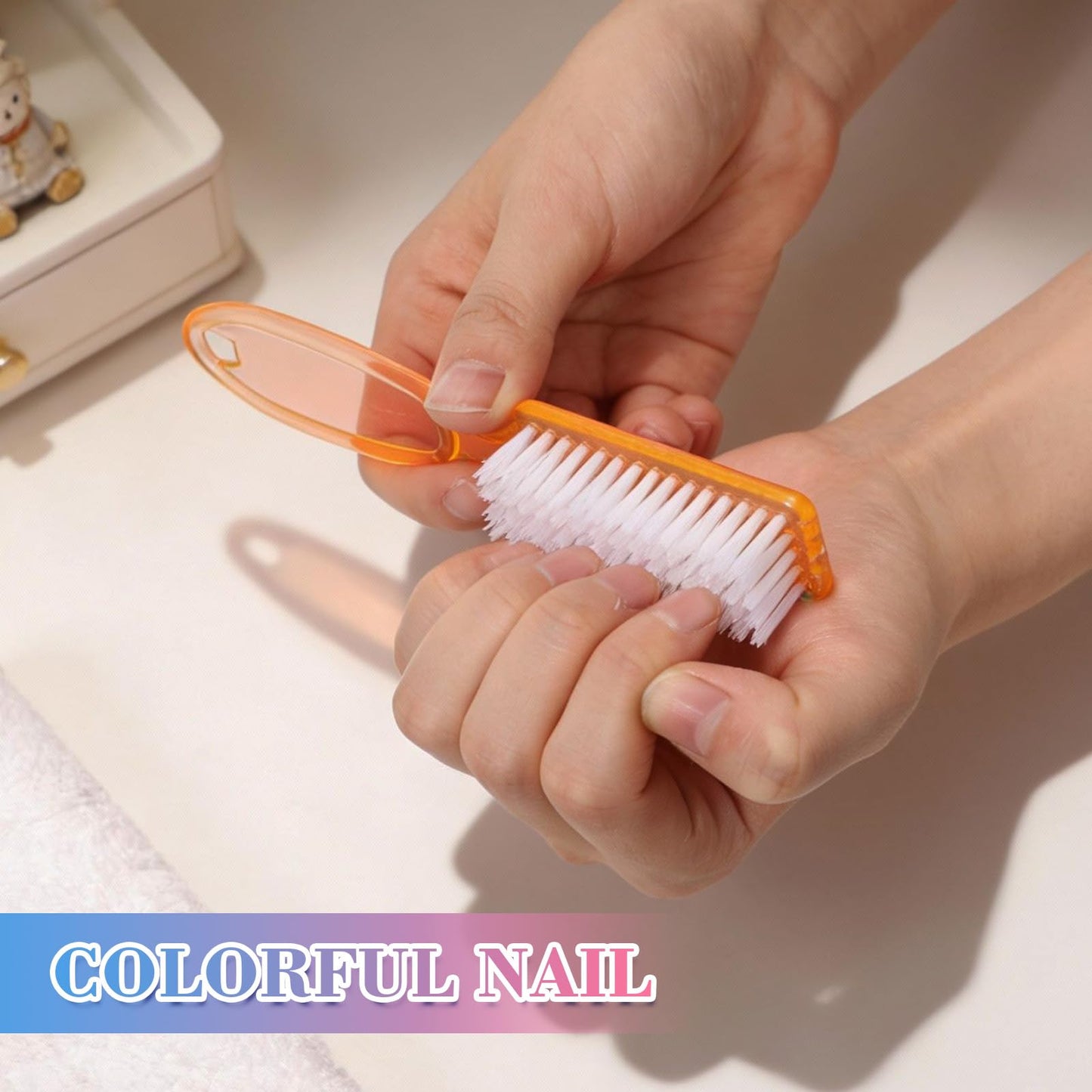 Patelai 100 Pieces Handle Grip Nail Brush Bulk for Cleaning Fingernails Toes Scrub Manicure Pedicure (10 Colors)