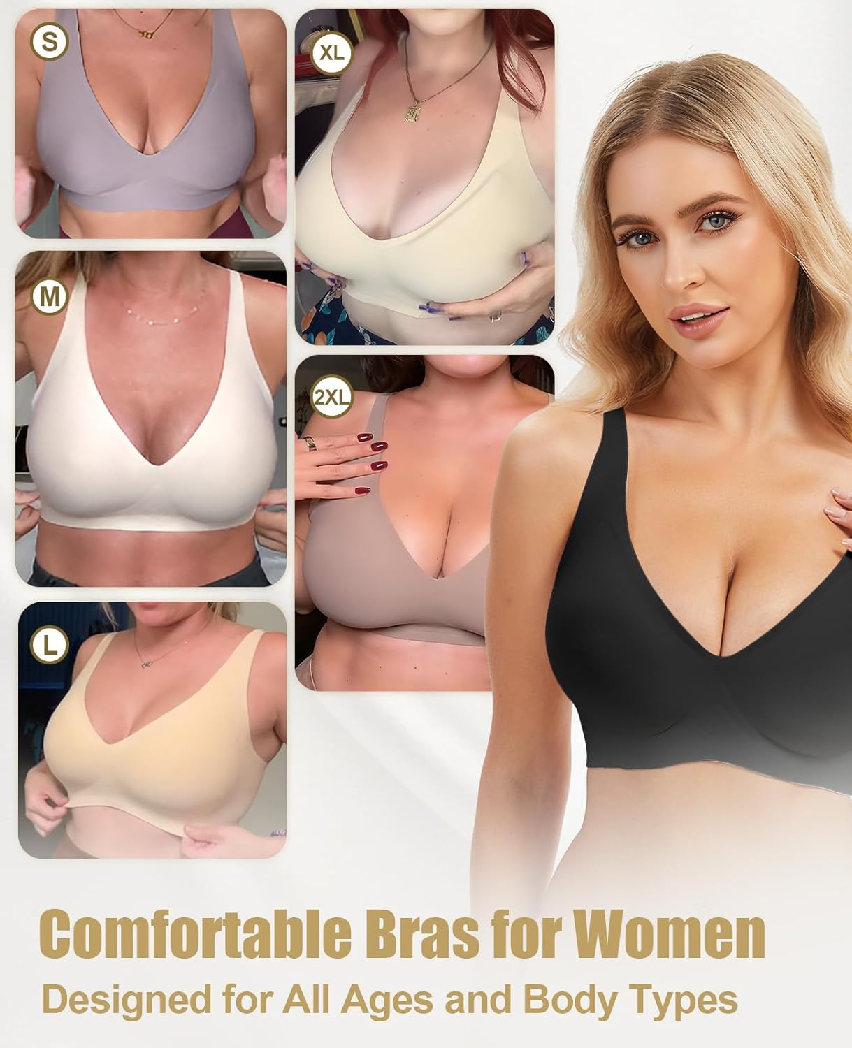 Jelly Wireless Bra - Deep V Push-Up Seamless T-Shirt Bra for Comfort | Adjustable Straps, No Underwire