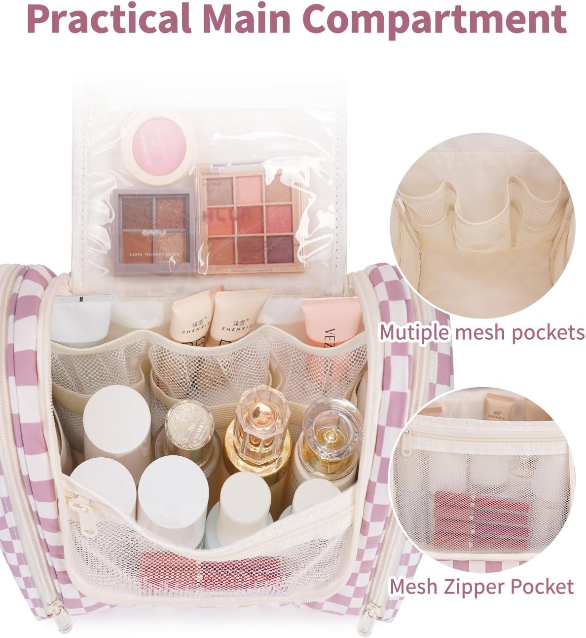 Hanging Toiletry Bag for Women - Travel Makeup Organizer with Multiple Compartments | Perfect for Cosmetics & Toiletries