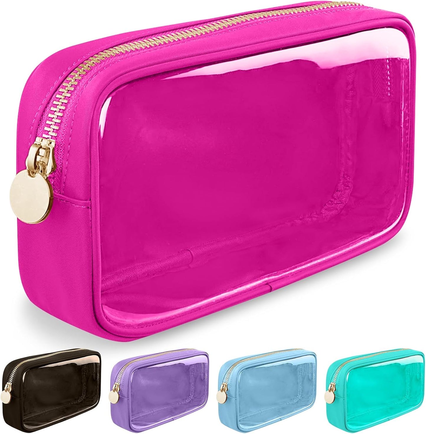 Floral Makeup Bag - Cute Pink Nylon Zipper Pouch for Travel | Waterproof Cosmetic Organizer for Women