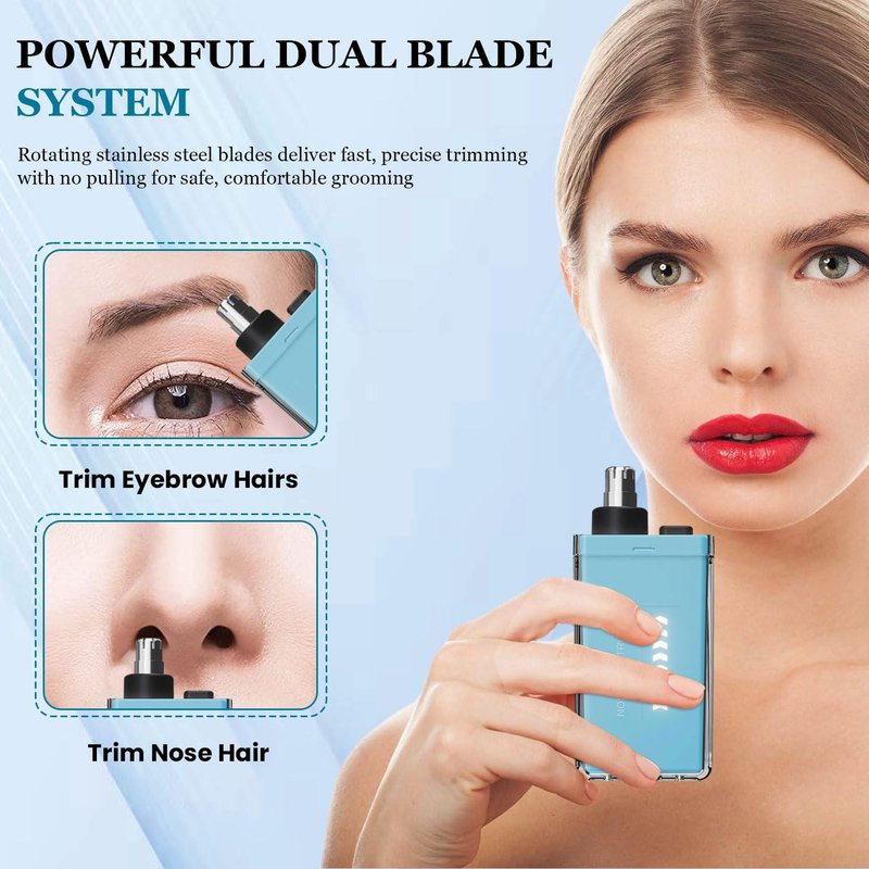 Infinity Choices Nose Hair Trimmer for Men Women - Electric Nose Hair Clipper with Replaceable Stainless Steel Blade, Powerful Motor, Wet/Dry Use, Portable USB Rechargeable Design | Blue