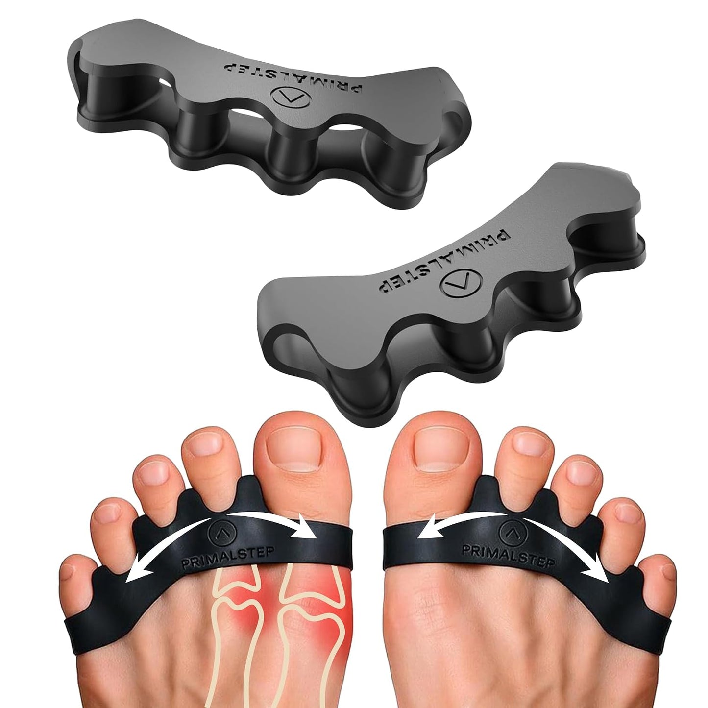 Toe Separators for Men & Women - Bunion Corrector & Foot Pain Relief | XL Size, Pack of 2