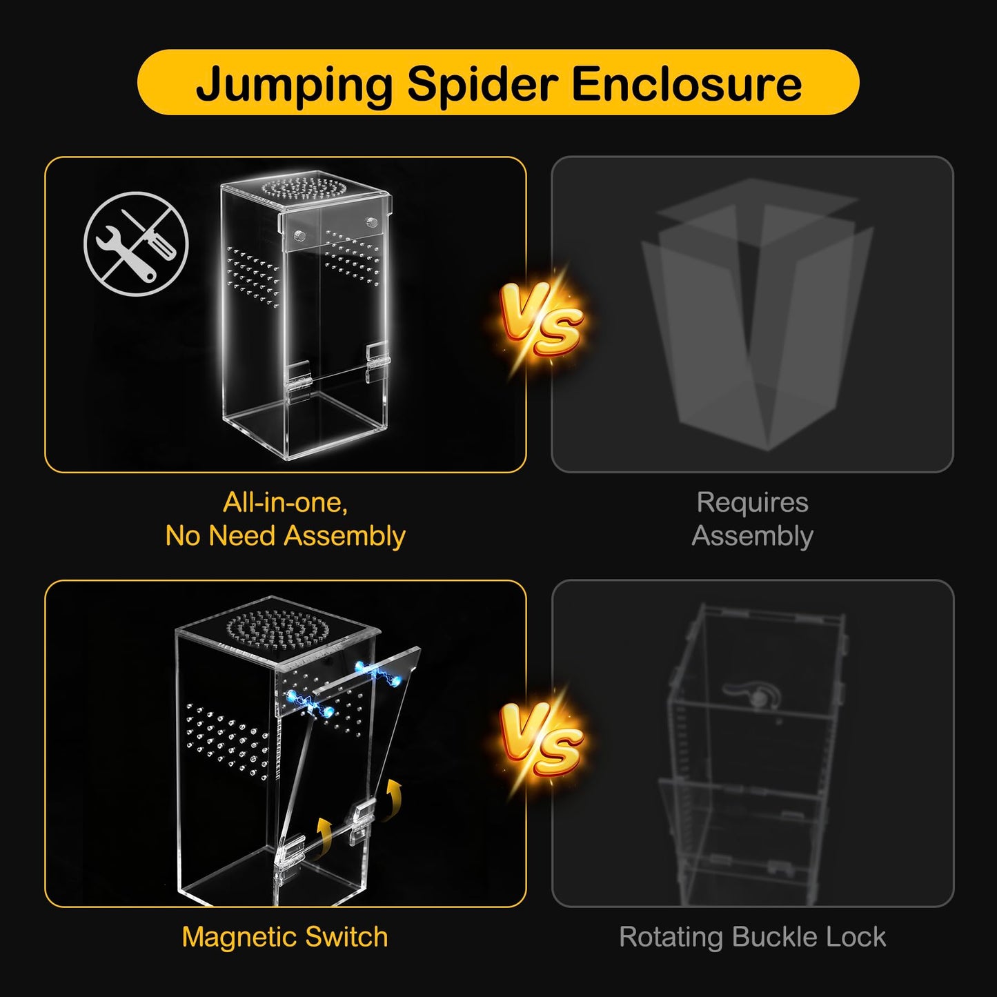 Clioran Jumping Spider Enclosure Starter Kit,Escape Proof Forest Terrarium