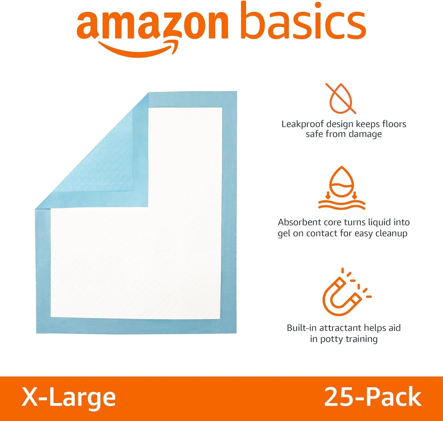 Super Absorbent Dog Potty Pads - Leak-Proof 5-Layer Quick-Dry Design | X-Large 28 x 34 Inch, 25-Pack